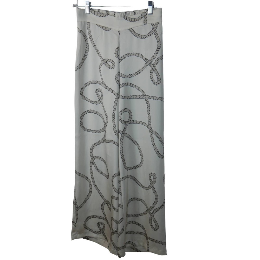 Joie Satin Wide Leg White Rope Print Pants Size Small EUC - Picture 2 of 6